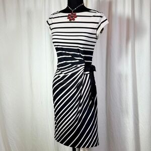 Just Taylor Side-Tie Striped Dress – Size 8 (Fits M)